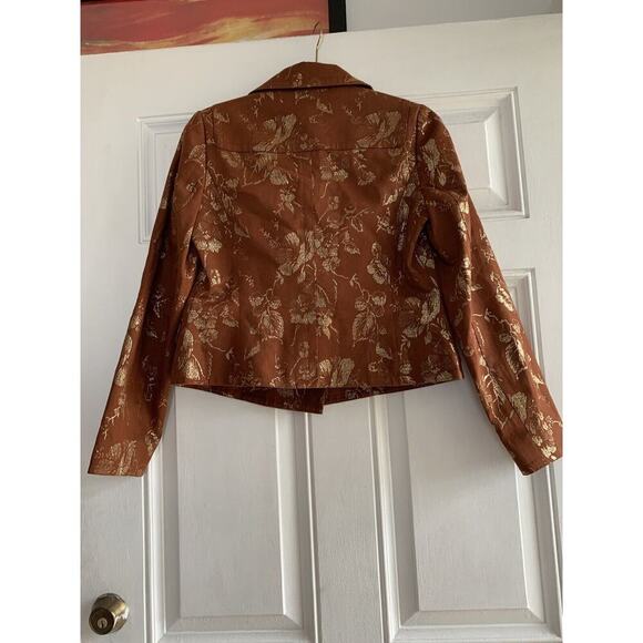 Apostrophe Luxury is a State of Mind women blazer Brown Gold Floral Size 2 - Picture 6 of 6